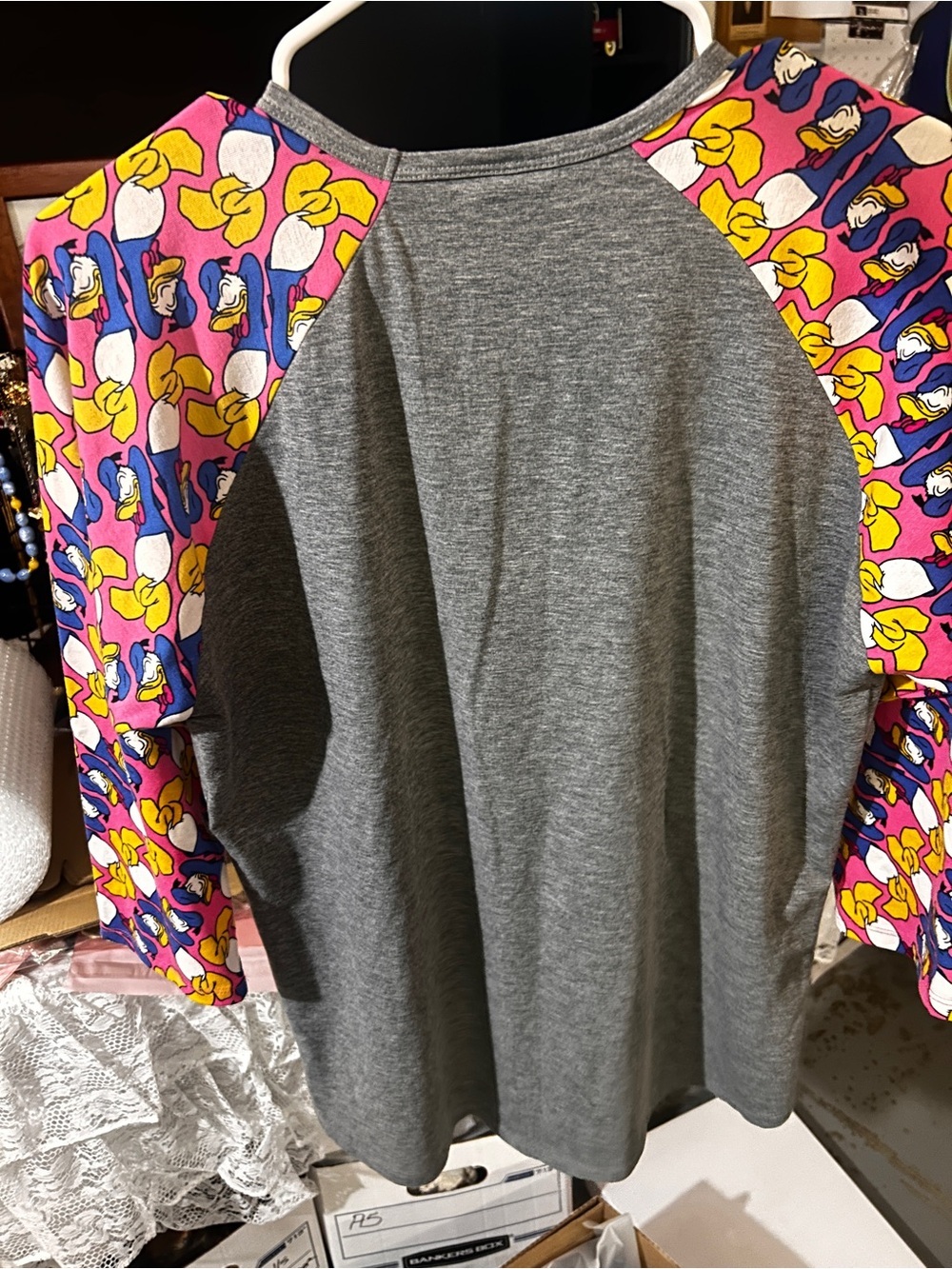 LuLaRoe Gray Top with Multicolor Logo Detail - Picture 7 of 7
